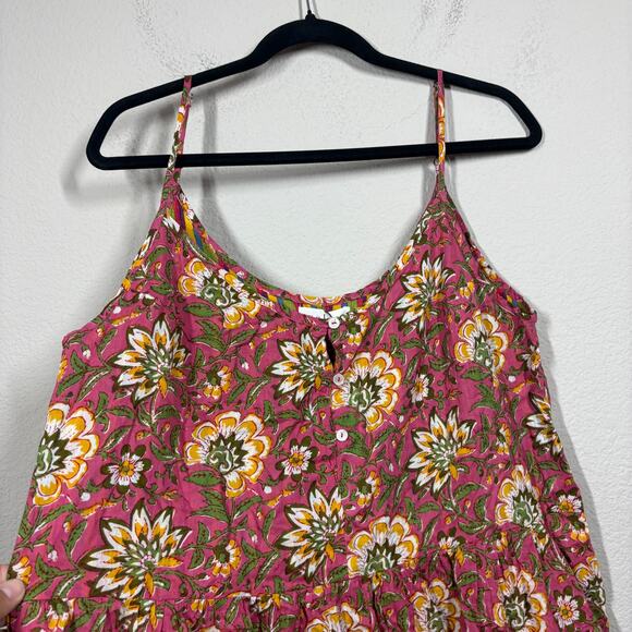 Velvet by Graham Spencer Large Tracy Cami Dress Floral Cotton V Neck Sleeveless - Picture 6 of 9